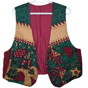 Vintage Handmade Unisex Grandma Grandpa Christmas Vest XL